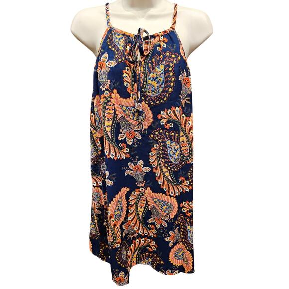NWT francesca's sz M bright paisley floral mini summer dress comfort casual NEW - Picture 1 of 12
